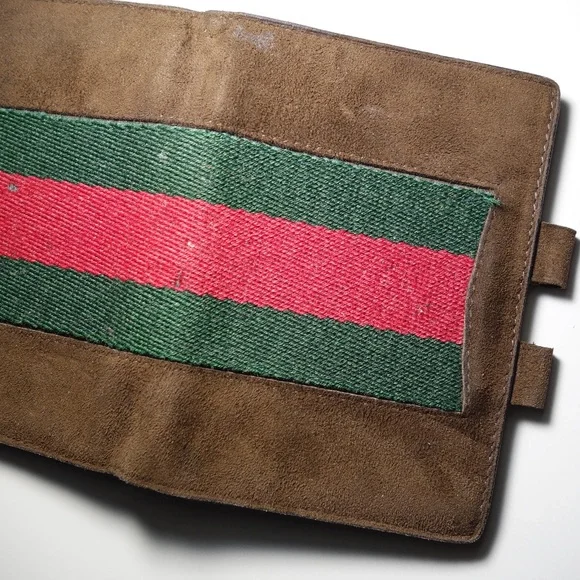 Vintage 1974 Gucci Leather Suede Mini Agenda Made In Italy With Ballpoint Pen